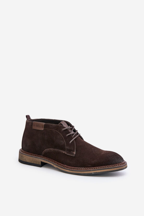 BIG STAR SHOES Velúr férfi fűzős csizma Sötétbarna Big Star