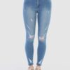 BİKELİFE Blue Laser Patterned High Waist Lycra Denim Pants