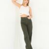 BİKELİFE Women's Khaki Wide Leg Palazzo High Waist Trousers