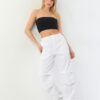 BİKELİFE Women's White Pajamas Parachute Pants