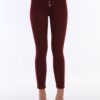 BİKELİFE női bordó magas derékú vékony szárú gombos leggings nadrág