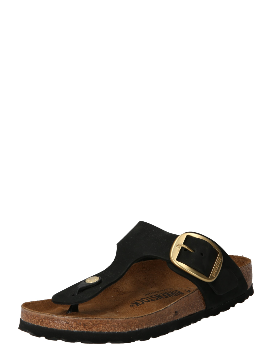 BIRKENSTOCK Ujjelválasztó-pántos szandál 'Gizeh Big Buckle'  arany / fekete-Hungary