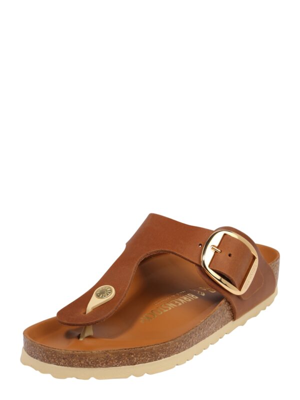 BIRKENSTOCK Ujjelválasztó-pántos szandál 'Gizeh'  barna / arany-hu