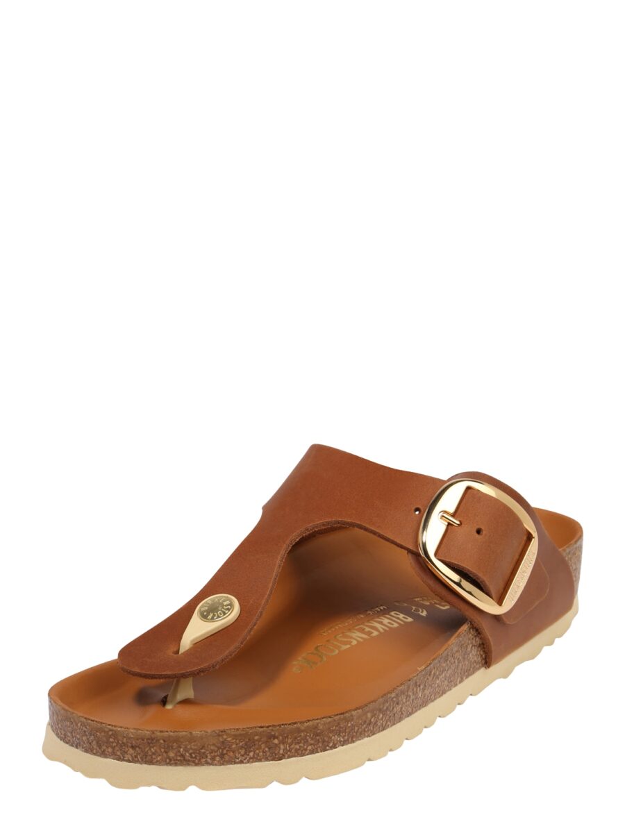 BIRKENSTOCK Ujjelválasztó-pántos szandál 'Gizeh'  barna / arany-hu