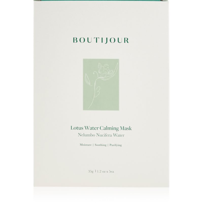 BOUTIJOUR Lotus Water Calming Mask nyugtató hatású gézmaszk a táplálásért és hidratálásért 5x33 g
