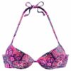BUFFALO Bikini felső 'Happy'  padlizsán / rózsaszín