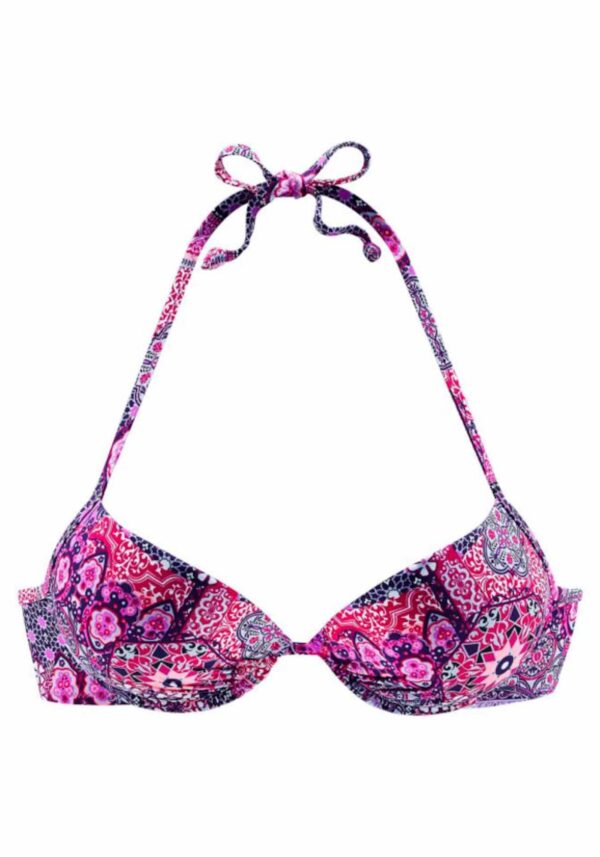 BUFFALO Bikini felső 'Happy'  padlizsán / rózsaszín