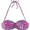 BUFFALO Bikini felső 'Happy'  padlizsán / rózsaszín / rózsaszín
