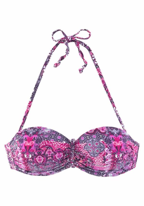 BUFFALO Bikini felső 'Happy'  padlizsán / rózsaszín / rózsaszín