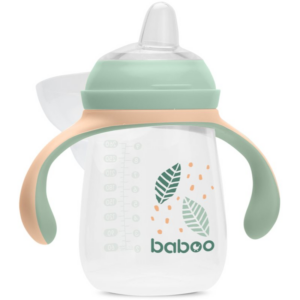 Baboo Cup with Silicone Spout bögre fogantyúval Peachy Keen 6m+ 260 ml-ár