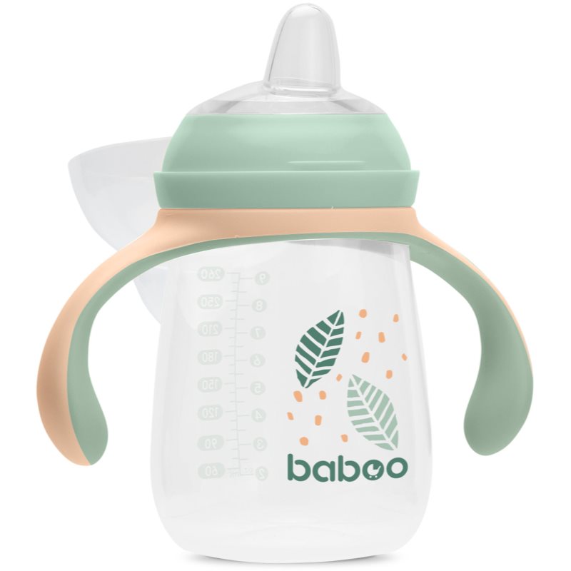 Baboo Cup with Silicone Spout bögre fogantyúval Peachy Keen 6m+ 260 ml-ár