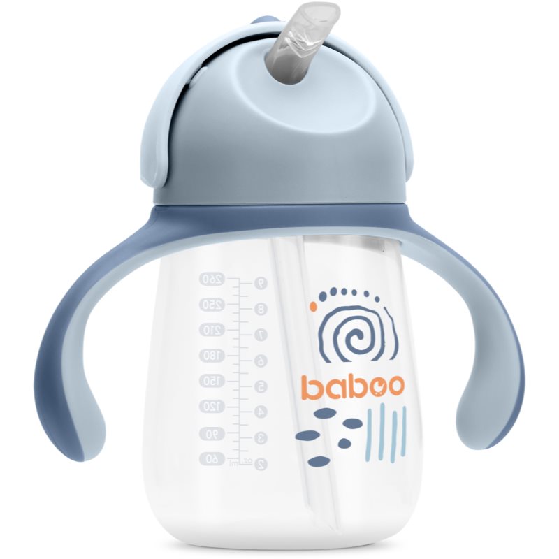 Baboo Cup with Silicone Straw bögre szívószállal Blue Haze 9m+ 260 ml-ár