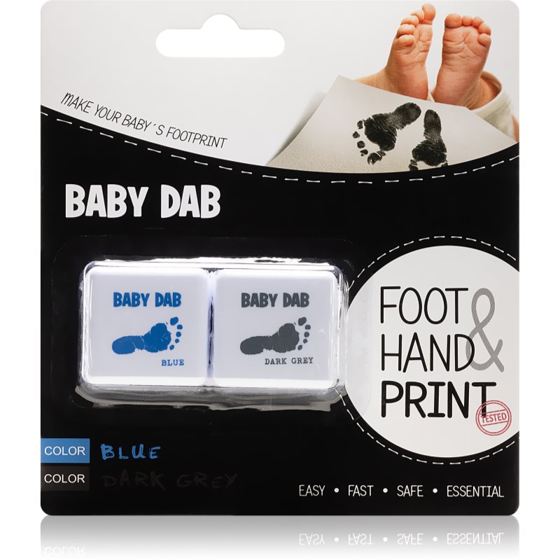 Baby Dab Foot & Hand Print Blue & Grey baba-ujjlenyomatfesték 2 db-Ár