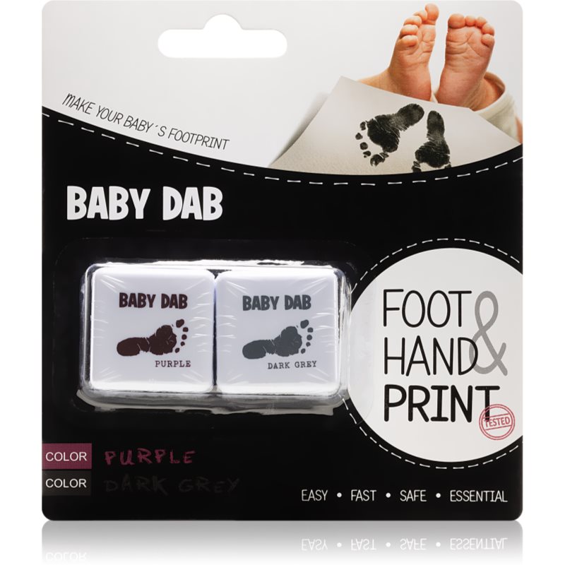 Baby Dab Foot & Hand Print Purple & Grey baba-ujjlenyomatfesték 2 db-Ár