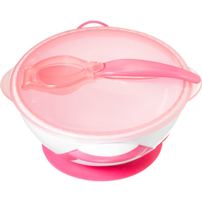 BabyOno Be Active Suction Bowl with Spoon etetőszett gyermekeknek Pink 6 m+ 2 db-Ár