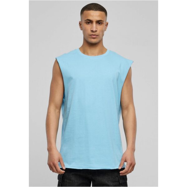 Baltic blue sleeveless t-shirt with open brim