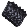 Bandana Pattern No Show Socks 5-Pack black