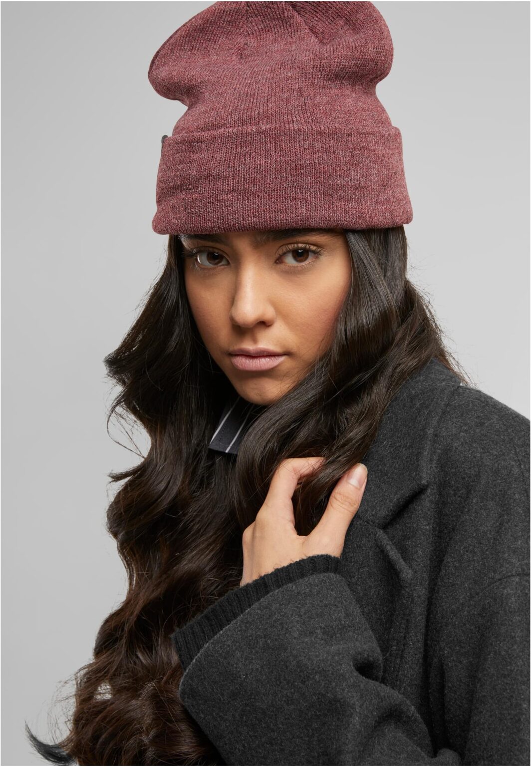 Basic Flap Beanie burgundy melange