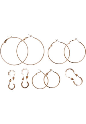Basic hoop earrings 6-pack - gold color