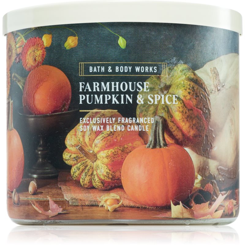Bath & Body Works Farmhouse Pumpkin & Spice illatgyertya 411 g