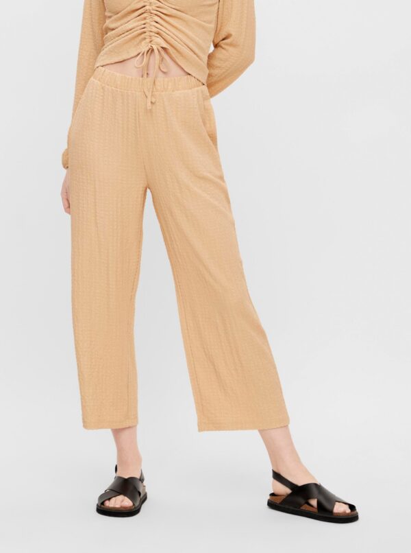 Beige Cropped Loose Trousers Pieces Lara - Women