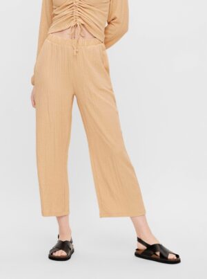 Beige Cropped Loose Trousers Pieces Lara - Women