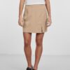 Beige Ladies Mini Skirt with Slit Pieces Thelma - Women