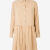 Beige Ladies Shirt Dress Pepe Jeans Alessa - Women