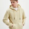 Beige Mens Zipper Hoodie ONLY & SONS Ceres - Men