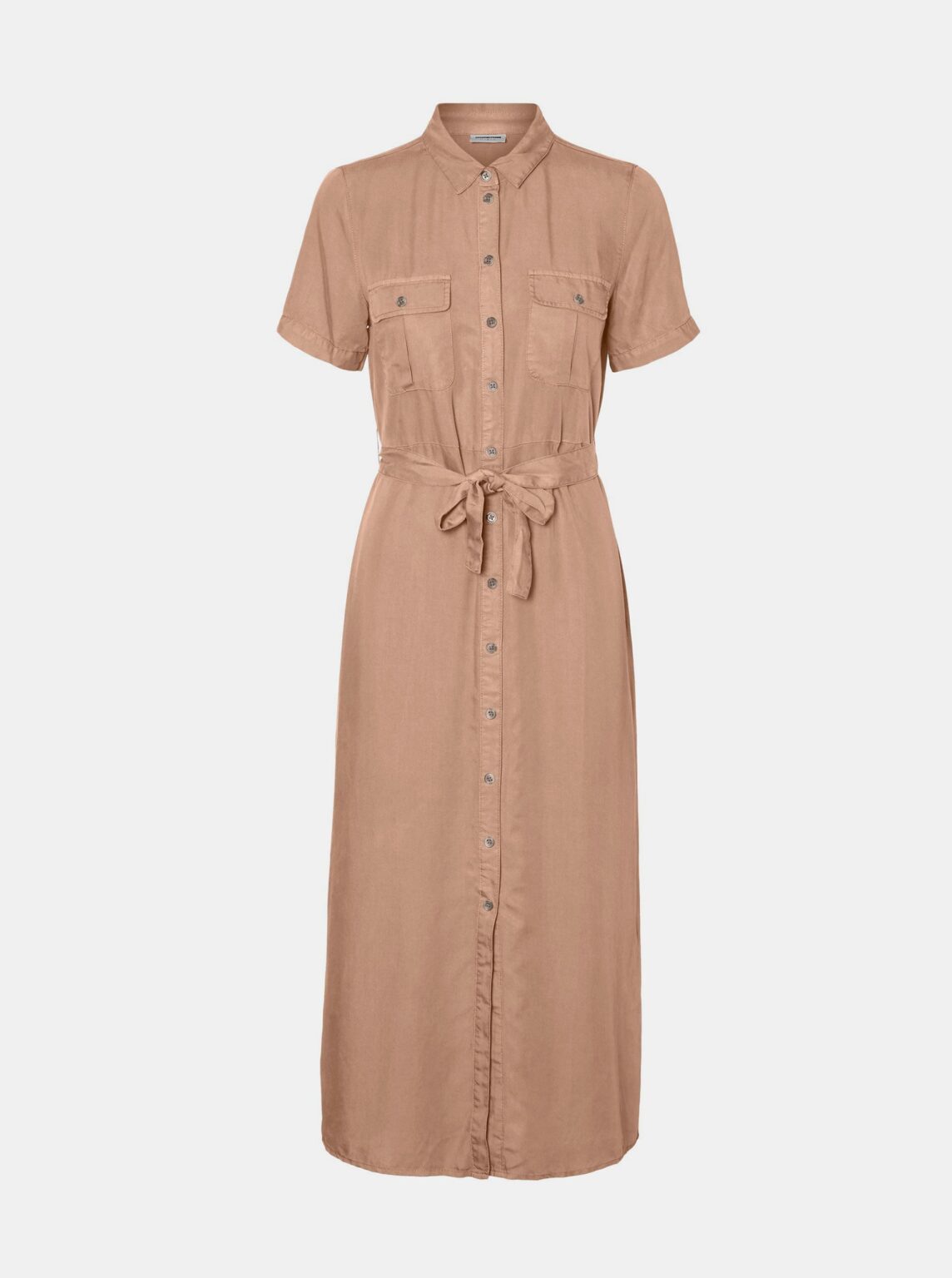 Beige Shirt Maxi-dress with Tie Noisy May Cersei - Women