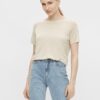 Beige T-shirt with linen blend. OBJECT Jangie - Women