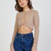 Beige Womens Cropped T-Shirt with Neckline TALLY WEiJL - Women