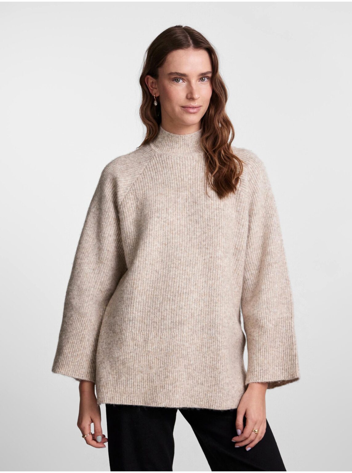Beige Women's Ribbed Oversize Sweater Pieces Jade - Women's