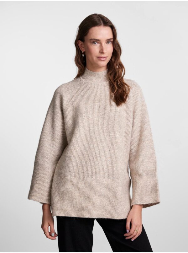 Beige Women's Ribbed Oversize Sweater Pieces Jade - Women's