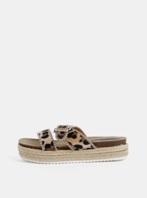 Beige Women's Slippers with Leopard Pattern Haily ́s Leo - Women
