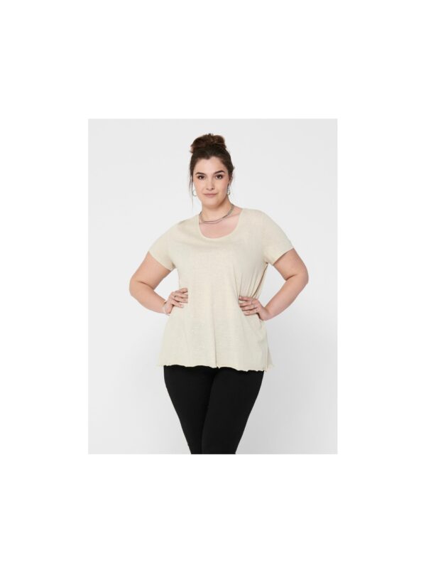 Beige basic T-shirt ONLY CARMAKOMA Glitter - Women