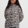 Beige-black floral blouse with an elongated back Fransa - Women