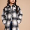 Beige-black girl's checkered shirt jacket name it Maryn - unisex
