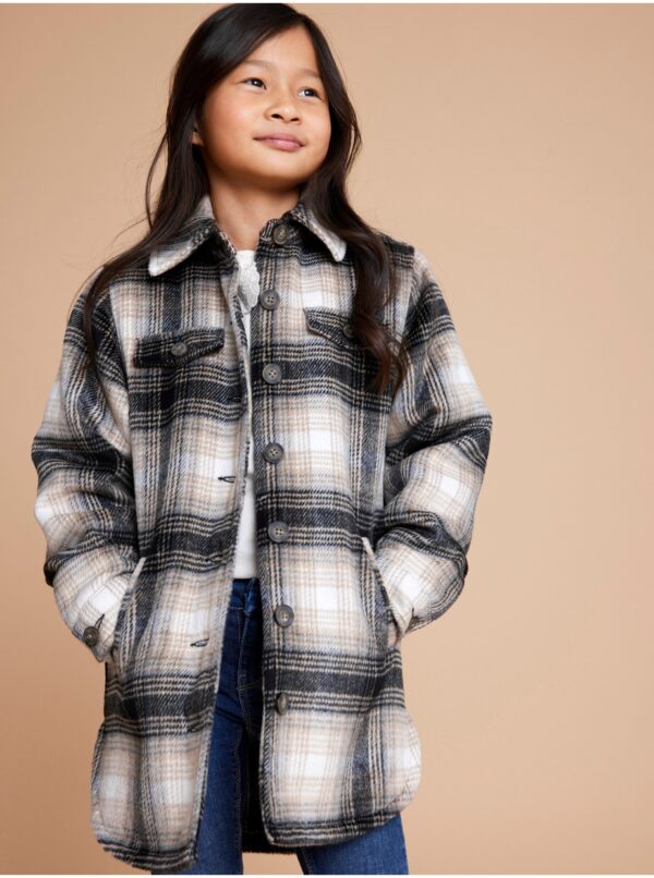 Beige-black girl's checkered shirt jacket name it Maryn - unisex
