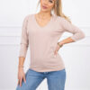 Beige blouse with V-neck