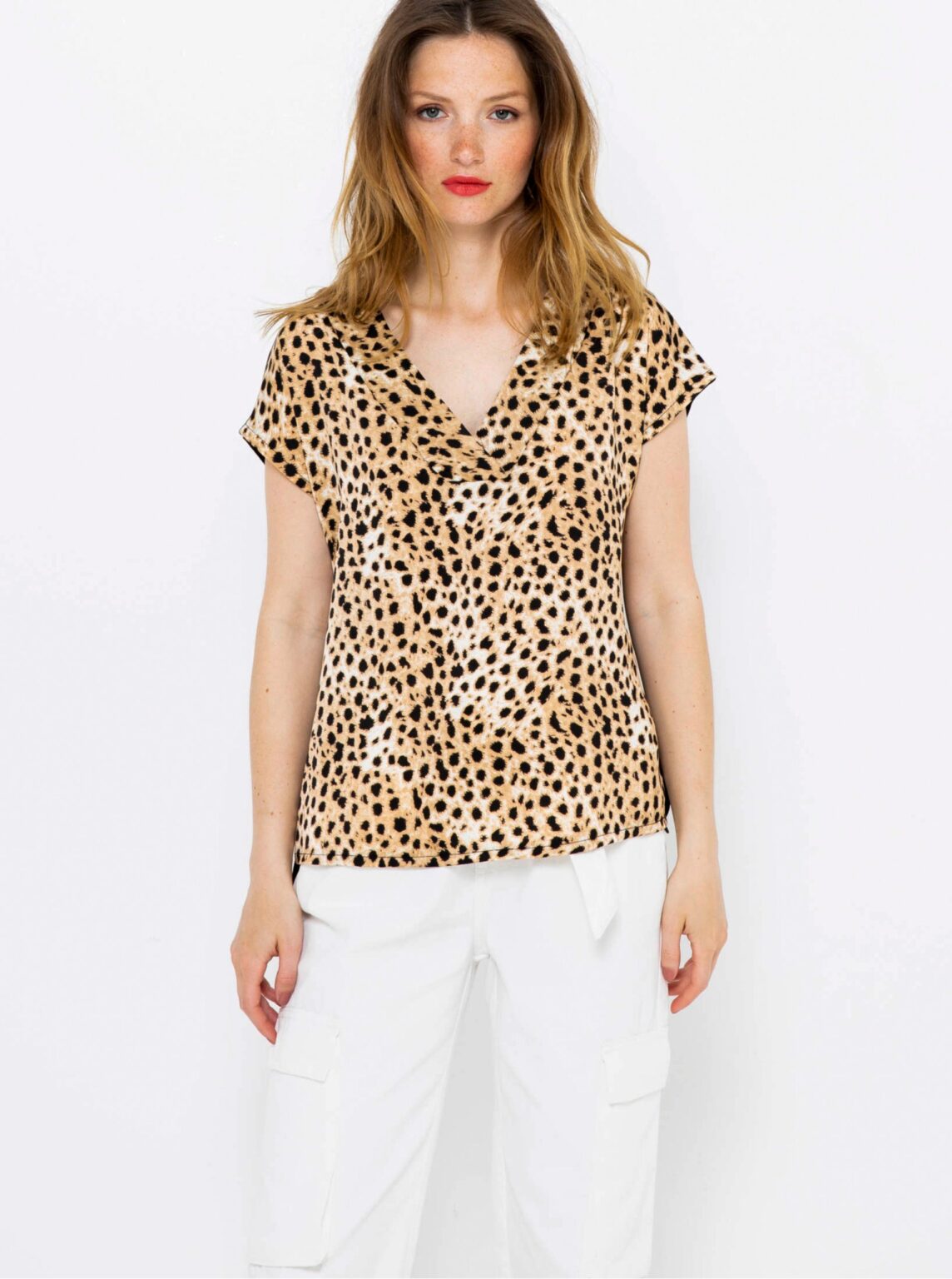 Beige blouse with cheetah pattern CAMAIEU - Women