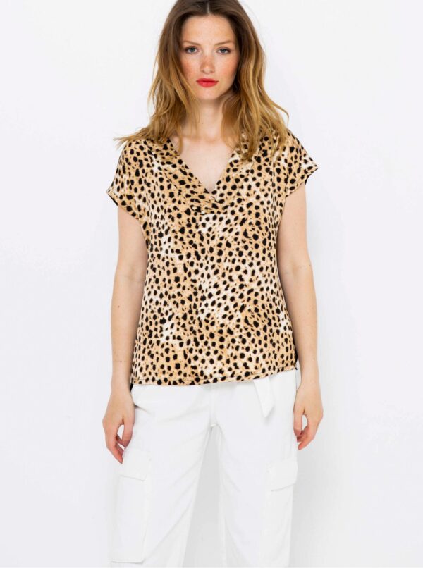 Beige blouse with cheetah pattern CAMAIEU - Women