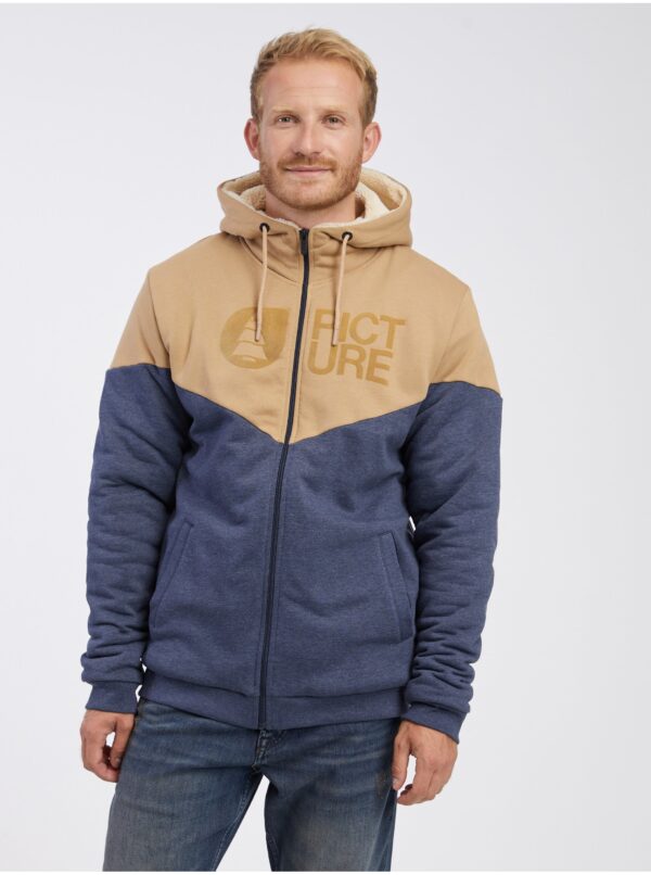 Beige-blue men's zip-up hoodie Picture Plush - Men