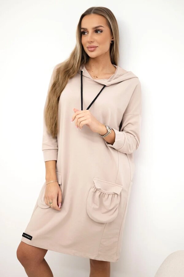 Beige dress with hood