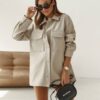 Beige faux leather overshirt Cocomore
