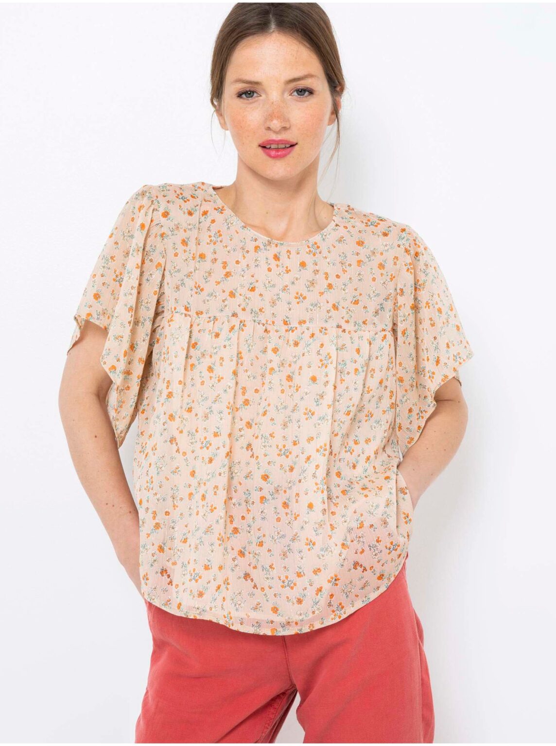 Beige floral blouse CAMAIEU - Women's