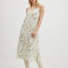 Beige-green women's patterned midishats VILA Barina - Ladies
