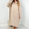Beige insulated dress with a hood