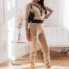 Beige jumpsuit with stand-up collar Cocomore zipper
