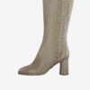 Beige leather boots on heel Tamaris - Women's